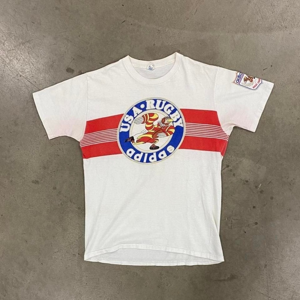 Vintage 80s Adidas‎ USA Rugby Champions Single Stitch T-Shirt Size Large